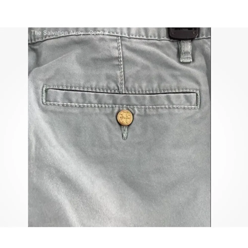 Tory Burch Womens Blue Cotton Blend Denim Wide-Leg Chino Pants Size 26